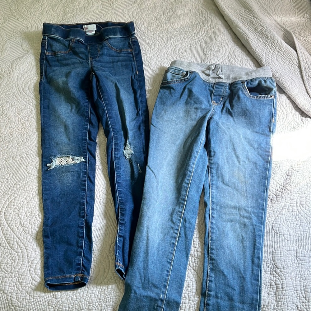 2 Girls Pull-on Denim Jeans Size 10